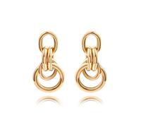 Aobei Pearl 18K Gold Drop Pendle Orecchini per le Donne Dainty Lungo Cerchio Geometrico Orecchini Grande Boho Statement Orecchini Gioielli Delle Donne