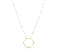 Aobei Pearl 18K oro placcato cerchio ciondolo collana lungo satellite perline catena gioielli per le donne martellato Karma cerchio aperto fascino collana geometrica