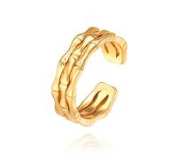 Aobei Pearl Anello Bambù Anello knuckle oro 18K, design minimalista a forma di bambù, confortevole e regolabile.