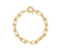 Aobei perla Dainty 18K oro a forma di U Link braccialetto per le donne personale ovale Link braccialetto strati gioielli
