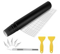 AOBETAK Adesivo Carbonio Fibra in Vinile con Raschietti in Plastica,300 X 30cm 3D Adesivi Wrapping Sticker per Auto e Moto Fai-da-Te, Interno/Esterno, Pellicola Effetto Texture 3D, Nero Opaco
