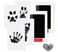 AOBETAK Kit Impronte Mani E Piedi Neonato Inchiostro 2 Pezzi Non Tossici Senza Tocco Touchpad Cornice Per Bambini 0 A 6 Mesi E Animali Domestici Nero