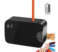 AOBETAK - Temperamatite elettrico a batteria e rete USB, con contenitore per matite da 6-8 mm, per scuola, casa, ufficio, bambini, adulti, colore: nero