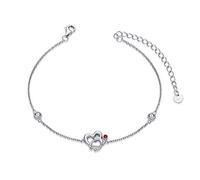 AOBOCO Bracciale stetoscopio in argento sterling 925 con ciondolo a forma di cuore, regalo per cerimonia del camice bianco per donne, infermiere, dottoresse e studenti di medicina - Rosso