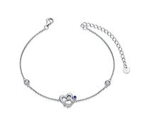 AOBOCO Bracciale stetoscopio in argento sterling 925 con ciondolo a forma di cuore, regalo per cerimonia del camice bianco per donne, infermiere, dottoresse e studenti di medicina - blu zaffiro