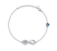 AOBOCO Braccialetto in argento Sterling con cavallo infinito, regalo per ragazze, donne e figlie, 17-23 cm, 7 inches, Cristallo, Cristallo