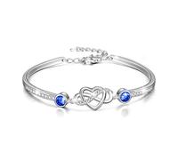 AOBOCO Braccialetto Infinity Bracciale d'argento da donna Amore Infinity Segno Bracciale con cristalli, Compleanno Amicizia Matrimonio Anniversario Regali per la fidanzata Madre (zaffiro simulato)