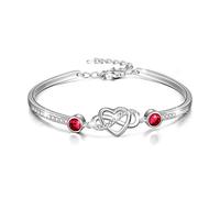 AOBOCO Braccialetto Infinity Bracciale d'argento da donna amore Infinity segno braccialetto, compleanno amicizia matrimonio anniversario regali per la fidanzata madre (simulato rubino)