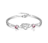 AOBOCO Braccialetto Infinity Bracciale d'argento Sterling Ladies Love Infinity segno Bangle, Compleanno Amicizia Matrimonio Anniversario Regali per la fidanzata Madre (Rosa)