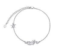AOBOCO Cavigliera a forma di delfino in argento sterling 925 regolabile con ciondolo a forma di animale marino e onde dell'oceano regalo per donna