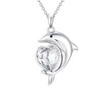 AOBOCO Collana da donna a forma di pesce balena con cristalli, collana con ciondolo a forma di delfino e orca