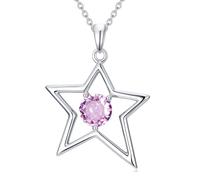 AOBOCO Collana da donna in argento sterling con ciondolo a forma di stella irregolare con cristalli, regalo di compleanno
