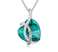 AOBOCO Cuore in argento sterling Ti amo Collana da donna con cristalli, regalo di compleanno per le donne fidanzato (ti amo (smeraldo simulato))