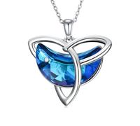 AOBOCO Trinity Knot Collana da donna in argento Sterling, celtica Trinity Knot Pendants Collana con cristallo di luna, regalo irlandese.