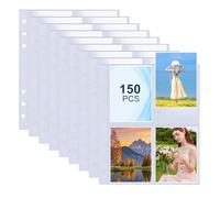 AOBOPLE 150 Pezzi Buste Trasparenti per Carte da Collezione, 1200 Tasche 2.5x3.5" per Raccoglitori A5 a 6 Anelli, 4p Foto Maniche Doppia Faccia Protezioni Fogli Fotografici per Carte e Foto