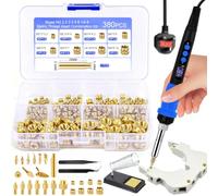AOBOPLE Punte per saldatore per inserti filettati Il set include kit per saldatore LED da 90 W 380 inserti filettati, 8 punte per saldatura per inserti filettati, 9 punte per la combustione della