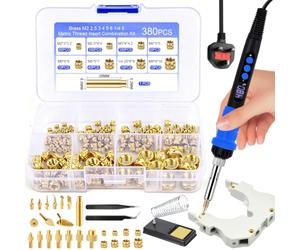 AOBOPLE Punte per saldatore per inserti filettati Il set include kit per saldatore LED da 90 W 380 inserti filettati, 8 punte per saldatura per inserti filettati, 9 punte per la combustione della