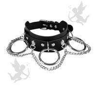 AOBORE Collana circolare in metallo, scena di gioco di ruolo, catena a maglie gotiche, chiusura in pelle, misura regolabile