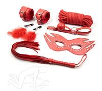 AOBORE Set per giochi di ruolo in pelle rossa (6 pezzi), adatto per feste e spettacoli teatrali