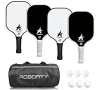 AOBORTY Set di 4 racchette da pickleball in grafite chiaro di alta qualità, con 6 palline per esterni e interni, con borsa per il trasporto, 2 raccoglitori per palline da pickleball retriever