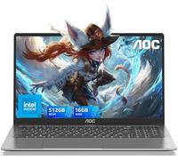 AOC 15.6'' PC Portatile, In-tel Alder Lake-N97 Fino a 3,6 GHz,Notebook Alta Gamma, 16GB RAM 512GB M.2 SSD(Fino a 2TB) Laptop Computer Guscio Metallico 2.4G/5G WiFi,BT5.2,USB3,2, HDMI,Tipo C,5000mAh