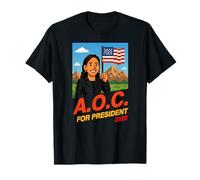 AOC 2028 per Il Presidente 8 Bit Divertente Alexandria Ocasio-Cortez Maglietta