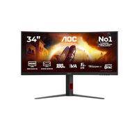 AOC CU34G4CA Monitor 34 Pulgadas 180Hz Panel Fast VA, 1ms GtG, HDR400, Adaptive Sync, Altura Ajustable, (3440x1440 HDMI 2x 2.0 DP 1x 1.4 USB Hub) Negro