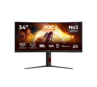 AOC CU34G4CA Monitor 34 Pulgadas 180Hz Panel Fast VA, 1ms GtG, HDR400, Adaptive Sync, Altura Ajustable, (3440x1440 HDMI 2x 2.0 DP 1x 1.4 USB Hub) Negro