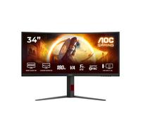 AOC Gaming CU34G4 - Monitor Quad HD da 34 pollici, 180 Hz, 1 ms, FreeSync Prem., HDR10 (2560x1440, 1x HDMI 2.0, 1x DisplayPort 1.4) nero-rosso