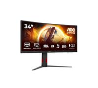 AOC Gaming CU34G4 - Monitor Quad HD da 34 pollici, 180 Hz, 1 ms, FreeSync Prem., HDR10 (2560x1440, 1x HDMI 2.0, 1x DisplayPort 1.4) nero-rosso