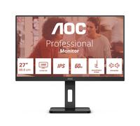 AOC Monitor 27" 4K Ultra HD IPS Nero con Hub USB e Tecnologia Flicker-Free