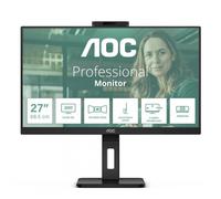 AOC Q27P3QW USB Hub Monitor 27 pollici WQHD, 100Hz, IPS, 4ms GtG, altezza regolabile, Web cam, Speakers,TBC, (2560x1440 HDMI 2x 1.4 DP 1x 1.2) nero