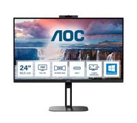 AOC 24V5CW - Monitor da 24 Pollici FHD, Webcam, Speaker, Height-Adjustable 1920 x 1080, 75 Hz, HDMI, DisplayPort, USB-C, USB Hub Nero, Regolazione altezza - Webcam, 24 pollice FHD