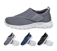Aocase Comode Slip on Pianta Larga Sneaker Casual Ortopediche con Strappo per Piedi Gonfi da Camminata Pantofola Diabetici Estivi Scarpe sanitarie Uomo,Grigio,44 EU