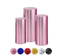 Aocase Coperture per Supporti cilindrici per Feste, coperture in Tessuto Elastico abbronzante per Supporti con piedistallo cilindrico in Metallo, piedistallo Bianco Non Incluso,Rosa,3pcs Large