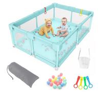 Aocase Recinto per Bambini, Box Bambini, Box Neonato, Recinto Neonato con Rete Traspirante, Recinto per Baby Tessuto Oxford, Centro attività per Bambini, per la casa,Cyan,150x200x60cm