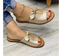 Aocase Sandali da Donna, in Pelle, Ciabatte Donna Ortopediche Sandali Estive Spiaggia Piscina Aperte Mare Pantofole Antiscivolo Gomma Suole Scarpe,d'oro,36