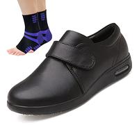 Aocase Uomo Regolabili A Strappo Ortopedici Materiale in Pelle Pantofole Scarpe diabetiche Scarpe da Passeggio Piedi gonfi e Piedi Grassi Scarpe Regolabili,B Black,43 EU