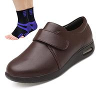 Aocase Uomo Regolabili A Strappo Ortopedici Materiale in Pelle Pantofole Scarpe diabetiche Scarpe da Passeggio Piedi gonfi e Piedi Grassi Scarpe Regolabili,B Brown,41 EU