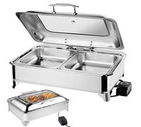 Aocay 9L Chafing Dish Elettrico, Professionale Scaldavivande Elettrico per Buffet, Acciaio Inox Contenitore Scalda Cibo per Famiglia, Ristoranti, Hotel, Feste, 58x44×25cm (1/2)