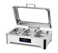 Aocay Chafing Dish Buffet Elettrico 9L, Scaldavivande Elettrico per Buffet Professional, Acciaio Inox Scaldavivande Buffet Elettrico con Coperchio Trasparente per Catering Buffet e Party (1/3)