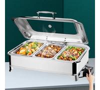 Aocay Chafing Dish Elettrico, 9L Scaldavivande Elettrico per Buffet in Acciaio Inox, Professionale ontenitore Scalda Cibo Temperatura Regolabile per Buffet, Ristoranti, Hotel(A,1/3 Pan)
