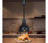 Aocay Lampada Riscaldante per Alimenti, Sospeso Lampade Scaldavivande Cucina 19 cm/25 cm, Lampade Riscaldanti per Cucina, Ristoranti, Hotel a Buffet 60-180cm Altezza Regolabile(Nero-25cm, 1 Pezzo)