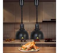 Aocay Lampada Riscaldante per Alimenti, Sospeso Lampade Scaldavivande Cucina 19 cm/25 cm, Lampade Riscaldanti per Cucina, Ristoranti, Hotel a Buffet 60-180cm Altezza Regolabile(Nero-25cm, 2 Pezzi)