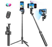 AOCHUAN Gimbal Stabilizzatore Face Tracking Senza APP, Stabilizzatore Luce RGB 4 in 1, Treppiede Portatile per Telefono per iPhone e Android, Estensione Integrata 108 cm, M2PRO Nero