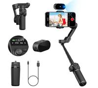 AOCHUAN Gimbal stabilizzatore per smartphone, tracciamento SENZA APP, asta di prolunga, stabilizzatore di tracciamento di volti e oggetti per iPhone, 3 assi gimbal, registrazione video-Smart X2AI nero