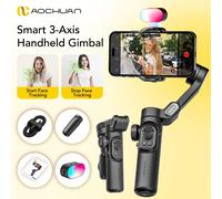 AOCHUAN Stabilizzatore cardanico portatile a 3 assi per smartphone con luce di riempimento per