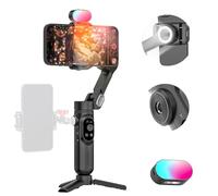 AOCHUAN Stabilizzatore cardanico portatile a 3 assi per smartphone, stabilizzatore cardanico per iPhone e Android con filettatura da 1/4, luce magnetica RGB, Gimbal per telefono di tracciamento AI,