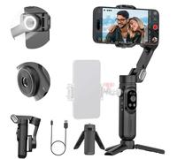 AOCHUAN Stabilizzatore cardanico professionale a 3 assi per iPhone 15/14 Pro Android con Face Tracking, filettatura da 1/4", luce di riempimento integrata, registrazione video portatile per smartphone