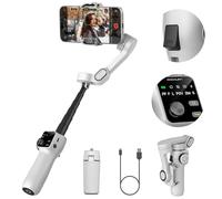 AOCHUAN - Stabilizzatore per smartphone a 3 assi per videoregistrazione con tracciamento AI, stabilizzatore per vlogging per iPhone con display OLED, gimbal per smartphone con asta di estensione da